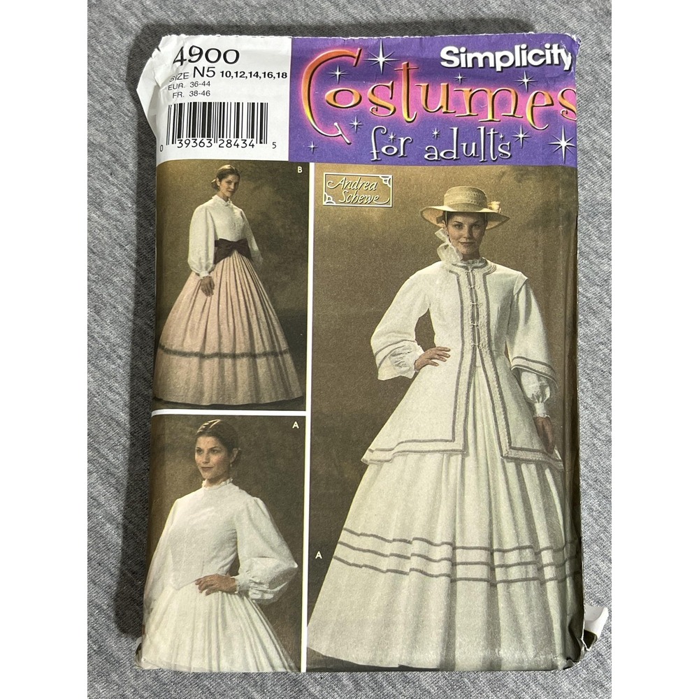 Simplicity 4900 Costume Pattern Womens Size 10-18 Victorian Dress Andrea Schewe